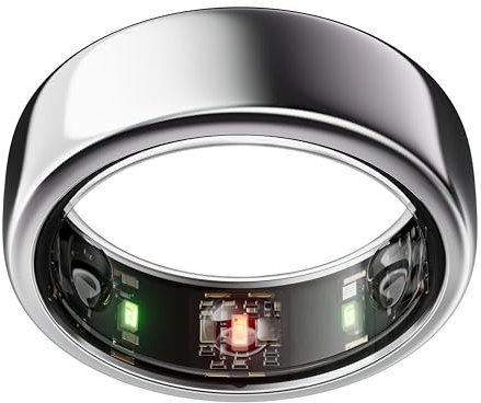 OURA Gen3 Horizon Smart-Ring - Größe 10, Silver | Wearable für Schlaf-, Herzfrequenz- und Fitnesstracking - Bis zu 7 Tage Akkulaufzeit - Kompatibel mit iOS/Android - Bestimme Deine Größe vor dem Kauf