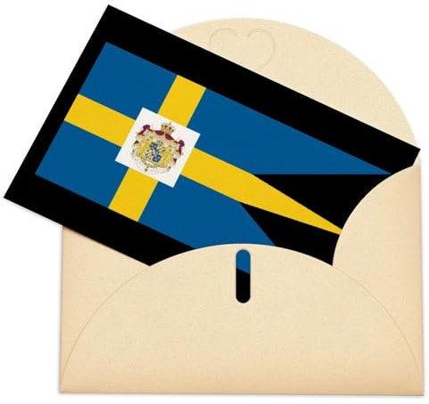 Biglietti di auguri personalizzati con bandiera svedese reale, biglietti di ringraziamento, biglietti vuoti con buste, taglia unica