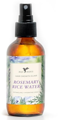 Baja Basics Rosemary Rice Water for Hair Growth Spray - Longsheng Rice Water Spray & Rosemary Oil for Hair - Scalp Treatment for Strengthening, Thickening & Hydrating Dry Hair for Men & Women - 4oz