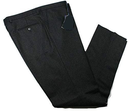 Alfio Collection Pantalone Uomo Classico in Pura Lana Senza Pens Elegante Flanella Vita Alta 48 50 52 54 56 58 60 (IT, Numero, 58, Regular, Regular, Nero)