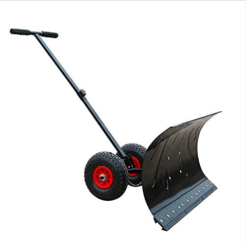 Snöplog snöborttagningsspade, snöskyffel snöskyffel pusher med justerbart handtag, rullande snöplog för snöborttagningsverktyg, effektiv snöspade med stor bladplog