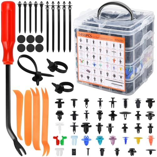 BBWELL Set di Rivetti in Plastica per Auto da 1815 pezzi – 40 misure universali per Clip di Fissaggio Auto.​​Clip di Fissaggio per Auto,completo di fascette,distanziali e accessori per utensili