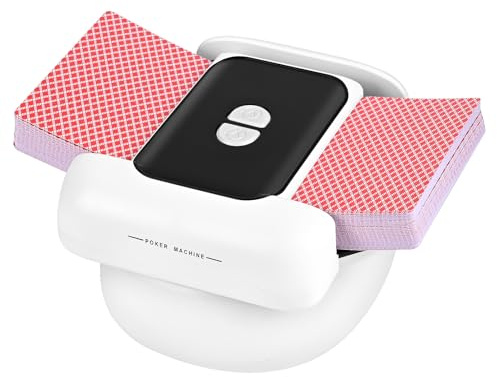 SKUTZTEK Kartenmischmaschine Elektrische für 1-2 Decks, Automatischer Kartenmischer mit 2600mAh Akku, Geräuscharm für Poker/Blackjack/UNO, Manuell & Auto-Modus