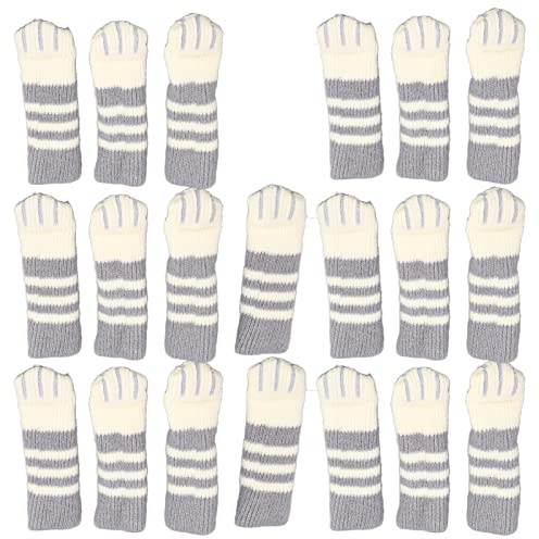 generic 20st Cat Paws Furniture Benstrumpor - Dubbla Förtjockade Stickade Golvskydd för Stolar, Bord, Skrivbord, Anti-skrapa & Brusreducering, mörkgrå Randiga överdrag