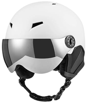 Baoblaze Casco da con Visiera, Occhiali, Accessori per Lo, Casco da Neve Antivento e Resistente agli Urti, Attrezzatura Protettiva per Uomini, Donne e, White L