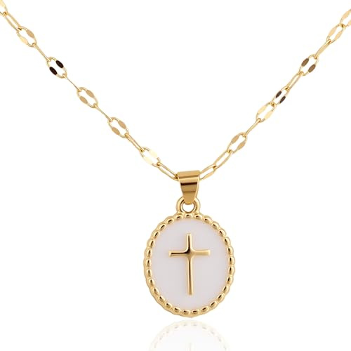 Mikovivi Bonito Collar con Cruz Pequeña, Colgante de Cruz Joyería Cristiana de Pascua para Mujeres Regalos para Bautizos (Estilo B)