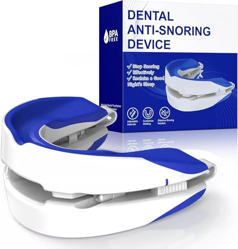 Anti Snoring Devices for Sleep,Adjustable Anti Snoring Device Mouth Guard,Sleeping Snore Stopper Mouthpiece,Anti Snore Mouthpiece Device Stop Snoring Aids for Women Men (Blue)
