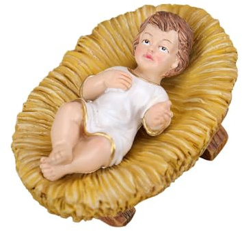 Infant Jesus In Manger Craft,Jesus Child Figure Manger Harts julkrubba | Helig scen Staty Resin Heliga familjen Nativity Figur, julbord mittpunkt, realistisk detalj för matbord öppen sp