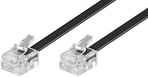 Goobay 50318 Modularanschlusskabel, Telefonkabel, RJ11 Stecker (6P4C) auf RJ11 Stecker (6P4C), schwarz, 6m