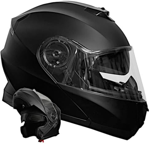 Klapphelm Integralhelm Helm Motorradhelm RALLOX 160-3 schwarz/matt mit Sonnenblende (S, M, L, XL) Größe M