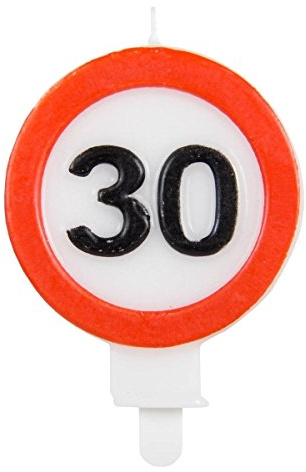 Folat 62630 - Kerzen für Kuchen - Verkehrszeichen - Zahl 30-1 STK.