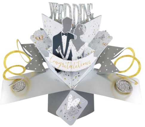 Congratulations Bride & Groom Wedding Pop Up Greeting Card 3D Pop-Up Cards