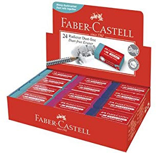 gomme Faber-Castell sans poussière couleurs assorties boîte 24 pces.