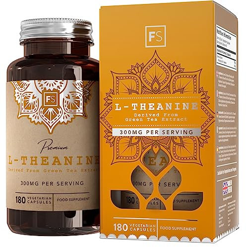 FS L Theanin | 180 Theanin Kapseln - 750mg L-theanin - Hochdosiertes Grüntee-Extrakt mit 300mg L-theanine pro Portion | Theanine L Theanine | Gentechnik-, Gluten-, & Allergenfrei | Hergestellt in GB