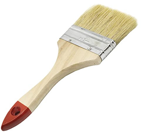 CABLEPELADO Paletina Pintura | Brocha Pintura | Pincel Pintura | Mango Madera Color Rojo | Doble cerda | Apto para Mueble, Paredes, Vallas | 76.2 mm Ancho cerda