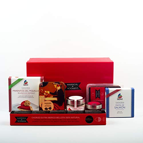 Lote Regalo Gourmet Regalo ideal para ocasiones especiales Ibéricos Queso Pimientos rellenos Mermelada Chocolates Pastel de Salmón Lote 70 Mariscal & Sarroca