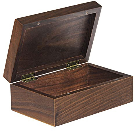 EXISTING Classic Wooden Walnut Wooden Keepsake Box with Hinged Lid - Small Size: 6.73 x 4.37 x 2.64 Inch, Secure Magnetic Closure, Perfect for Jewelry & Valuables, Gift Giving