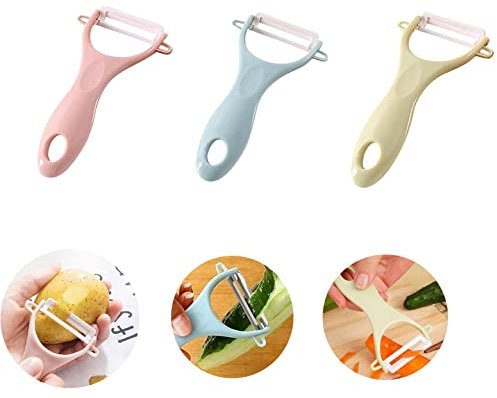 CookTaitai Potato Peelers 3 Pack, Fruit Peelers Potato Peeler, Cucumber, Apple Peelers for kitchen Original Vegetable Peeler-Set of 3 (Ceramic Blade)…