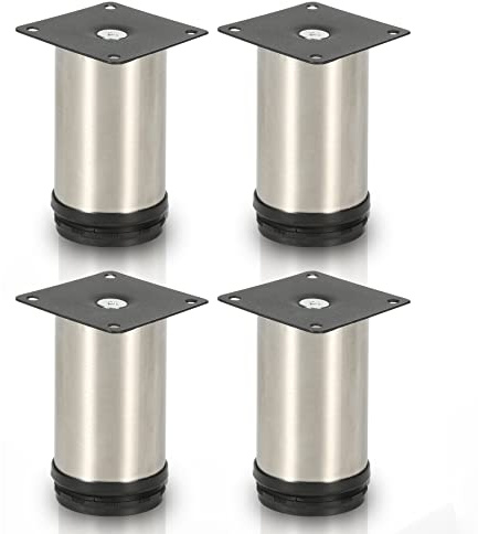 Gimisgu Juego de 4 Herrajes para Muebles, Patas Redondas, Altura de 120 mm, Altura Ajustable: 15 mm, Soporta hasta 250 kg, Adecuado para Sofá, Cama, Mesita de Noche, Armario