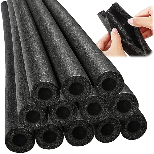 Amylove 12 Pcs 3.3 Feet Foam Pipe Insulation Foam Tube Insulating Water Pipe Pool Swim Noodles Pre Slit Heat Preservation Pipes Covers for Tubing Outdoor Winter Freeze Protection(Black,3/4 Inch)