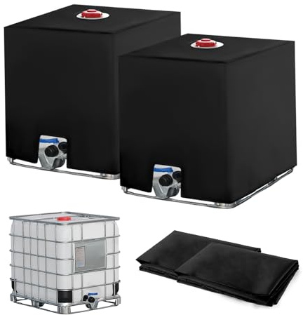 2PC IBC Tank Abdeckung 1000L, Wassertank Abdeckplane, Zubehör für IBC-Container, Anti-UV Schutz