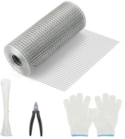 Homvvi Rodent Mesh Roll 200mm x 6m, Rodent Proofing Galvanized Metal Mesh - Stainless Steel Wire Mesh Blocks Mouse, Squirrel, Bird Access, Hardware Cloth Welded Roll for Vents Cover, Garden, Home