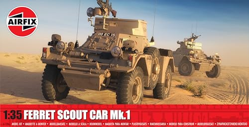 Airfix A1386 Ferret Scout Car Mk 1 Military Model Building Kit - Plastic Model Kits for Adults & Children 8+, Set Includes Sprues & Decals 1:35 Scale