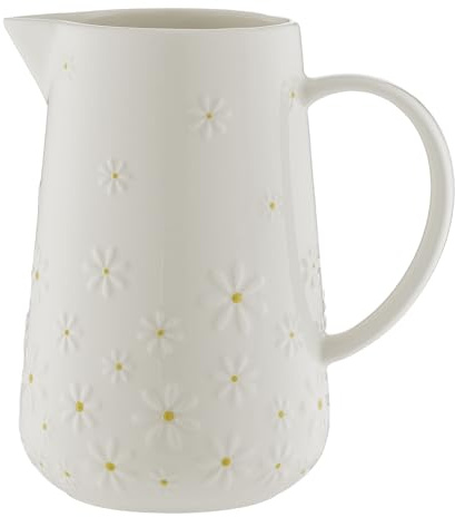Price & Kensington Daisy Jug | 1.2 Litre Ceramic Jug with Embossed Daisy Design | Cream Glaze | Dishwasher & Microwave Safe | Tea Time Accessory