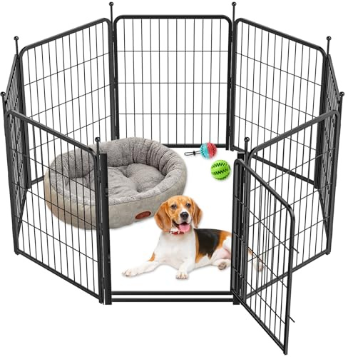 8 Panel Dog Pen, High 80cm Puppy Play Pen Indoor/Outdoor, Portable Detachable Pet Exercise Playpen, Pet Run Enclosures for Puppies, Cats, Rabbits and Other Animals（56 x 80 cm）