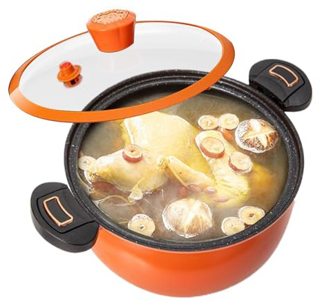 Petite Cocotte Minute, Marmite de Cuisine, Autocuiseur Rapide Antiadhésif Avec Couvercle Transparent Pour Soupes Ragoûts Et Bouillons