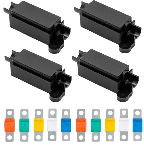 4Pcs Midi Fuse Holders with 10Pcs 30/40/60/80/100Amp Fuses, Car Fuse Holders and Midi Fuses Set Universal High Current for Cars Trucks Caravans Construction Vehicles Agricultural Machinery Buses