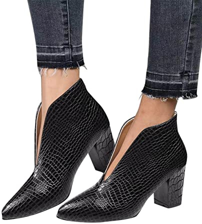 Generisch Botines para mujer, botines de primavera con tacón, botas de tobillo elegantes y cómodas, botas de verano con cremallera, botines clásicos, botines de verano elegantes