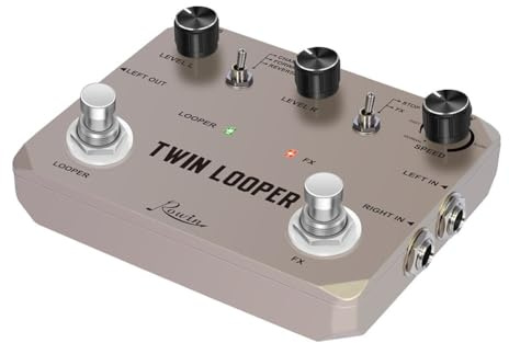 Auratrove Rowin Looper - Pedale effetto per chitarra, 11 modalità stereo Loop Station con registrazione di 10 minuti, custodia in metallo True Bypass per chitarra elettrica, oro