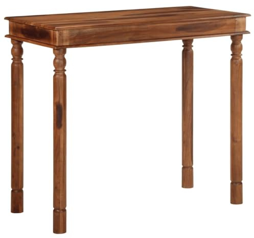 Traylux Mesa de bar de madera maciza de acacia, 120 x 60 x 107 cm, mesa de comedor de madera para cocina, comedor, salón, gastronomía, con placa robusta y estructura estable, ahorra espacio, moderna