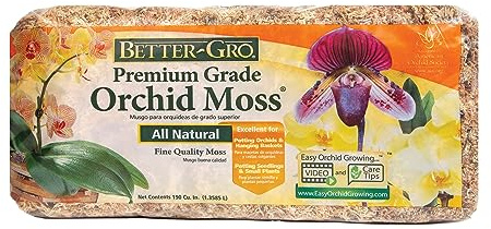 Better-Gro Premium Grade Orchid Moss - 100% Natural, Imported Sphagnum Moss for Orchids, Ferns, and Hostas, Excellent for Hanging Baskets and Propagating Plants - 190 Cubic Inches