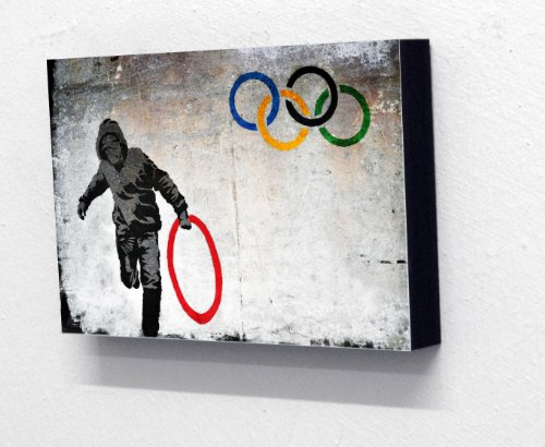 Totally Graphics 6 x 4 Block Mounted Picture, Banksy Olympic Rings (postcard size)