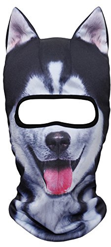WTACTFUL 3D Animal Ears Balaclava Windproof Cover Hood Face Mask Sun Protection for Skiing Snowmobile Riding Hunting Music Festivals Raves Halloween Party Outdoor Winter Activities Husky Dog MEB-02