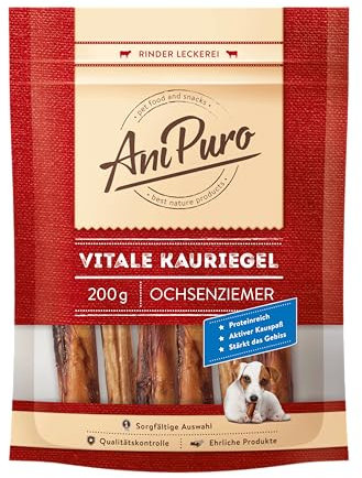 AniPuro 200g Vitale Kauriegel, Snack aus Ochsenziemer, hochwertig und getreidefrei, Leckerli mit hohem Proteingehalt, für große und kleine Hunde
