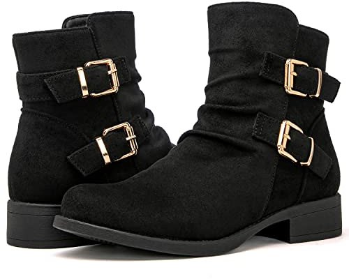 GLOBALWIN Women's Ankle Boots Black Comfortable Fashion Booties For Women Low Heel Size 9M
