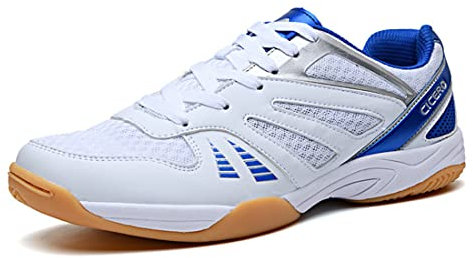 TRESEF Pickleball-Schuhe Für Damen Und Herren, Leichte Indoor-Platzschuhe, Atmungsaktive Tennisschuhe Für Pickleball, Badminton, Tischtennis, Volleyball,Weiß,45 EU