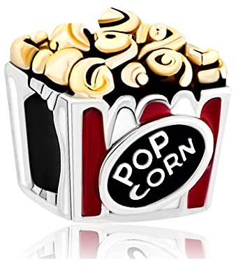 LSxAB Breloques Popcorn compatibles avec les bracelets Pandora, Métal, Pas de gemme