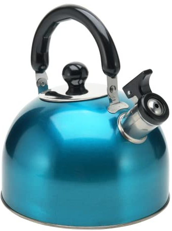 Stainless Steel Stovetop Whistling Tea Kettle 3 Liter (3-Quart) Classic Teapot with Ergonomic Handle, Works on Induction Cooktops-Turquoise.