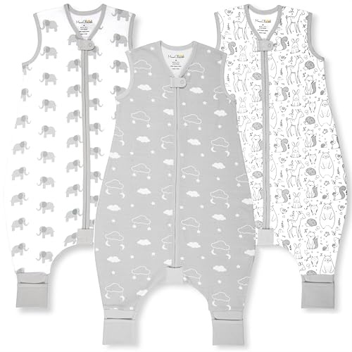 Sovsäck för småbarn, ekologisk bomull baby sovsäck med fötter, swaddle övergång sovsäck med ben, fotsovsäck