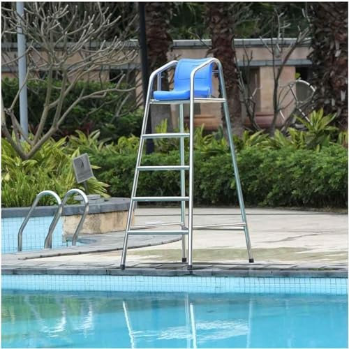 AviiSo Échelle Chaises de Sauveteur de Plate-Forme de Piscine, 120 cm 150 cm 180 cm de Haut, Acier Inoxydable Chaise surélevée Life Guard pour Park Hôtel Piscine Plage(Size:H 180cm/71inch/5.9ft)