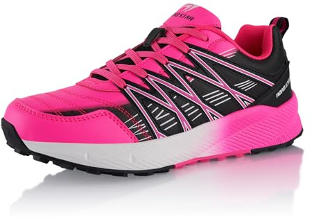 Fusskleidung® Damen Herren Wanderschuhe Atmungsaktive Trail Running Trekkingschuhe Pink Schwarz EU 38