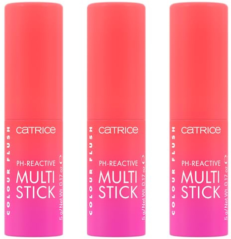 Catrice Colour Flush - Lot de 3 bâtons de couleur réactive - Blush - N°010 - Rose - Résultat instantané - Naturel - Pour peaux sèches - Végétalien - Sans huile - Parfum - Sans alcool - 3 x 5 g