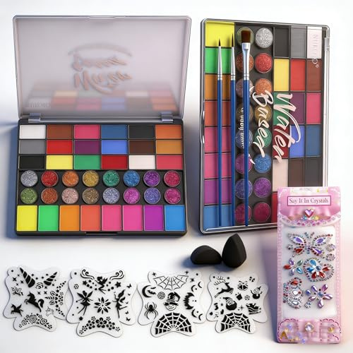 Onlvmyur Colori Viso Bambini Halloween Truccabimbi Kit Anallergici Atossici Colori Body Painting per Halloween Carnevale Pasquale Cosplay (42 colori)