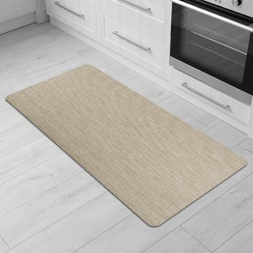 Comart - Tappeto Cucina Manhattan - Impermeabile - Antiscivolo - Antimacchia - PVC Intrecciato - Passatoia Effetto Metallico Brillante - per Corridoio, Cucina e Bagno - Shine Stone Beige - 50x100 cm