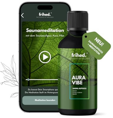 frihed.® - Infusion de sauna cèdre, Litsea Cubeba et menthe avec application méditation - Infusion pour tous les types de sauna - Parfum de sauna longue durée - Huile de qualité supérieure - Idée