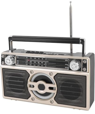 Enregistreur de Lecteur de Cassette avec émetteur Bluetooth, avec Grand Haut-Parleur, Lecteur de Bande Stéréo Radio Retro AM FM avec Une Prise Casque, Une Prise Microphone, Un (Gold)